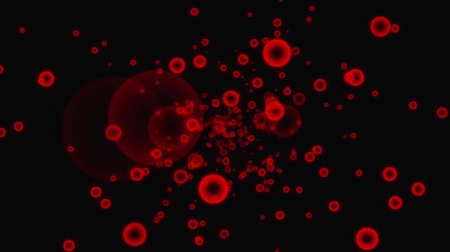 Red bubble particles forward animation background

