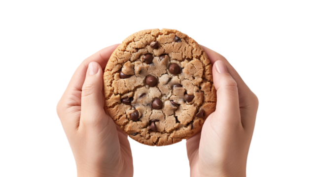 hands holding chocolate chip cookie, Chocolate chip cookie, Dark chocolate cookie