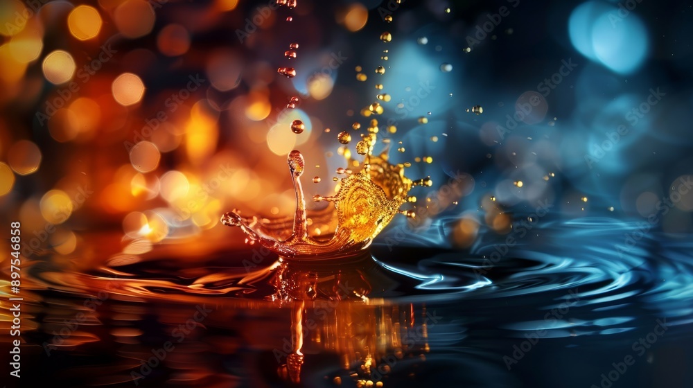 Poster stunning abstract image of a water drop with vibrant bokeh effects creating a mesmerizing visual app