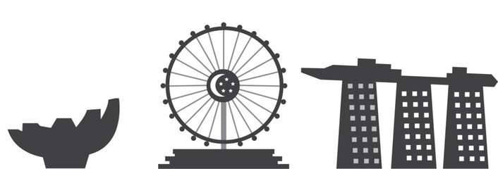 Singapore day icon set.