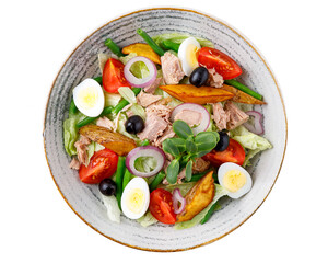 Tuna salad on a white background. isolate. for restaurant menu for delivery