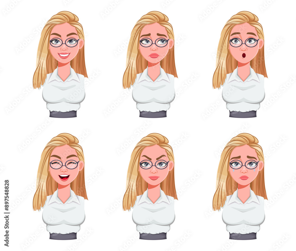 Sticker Face expressions of businesswoman