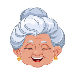 Face expression of grandmother, cheerful