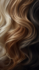 Naklejka premium Wavy strands of blonde, brown, and black