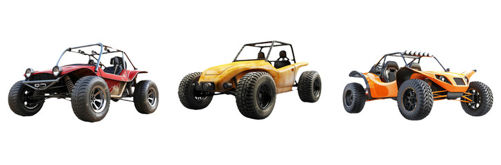 Colorful Dune Buggies Isolated on Transparent Background