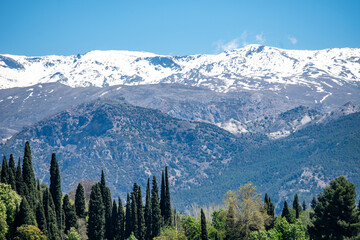 Snow-Capped Sierra Nevada Mountains in Granada, Andalusia, Spain
