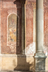 Historical Mural and Pillar in Iglesia de Santo Domingo, Granada