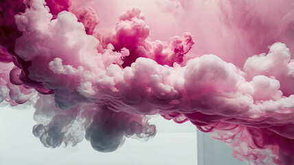 Fototapeta premium Slow Motion Shot of Atmospheric Colored Smoke Abstract pink Background. AI