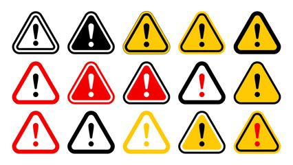 Vector of danger warning sign icon. Attention warning symbol. Triangle. Clipart for toxic chemicals caution. Safety advisory. General caution sign indicate precaution prevention. Icon set illustration