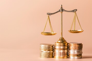 Justice and Financial Balance: A Scale and Coins