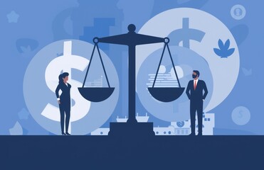 Business and Legal Scales with Dollar Signs
