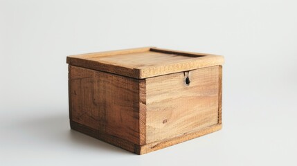 Wooden box on white background