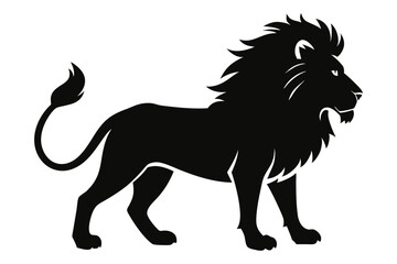 Lion silhouette, lion black silhouette icon vector, tiger silhouette vector
