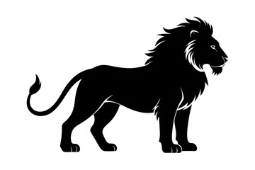 Lion silhouette, lion black silhouette icon vector, tiger silhouette vector
