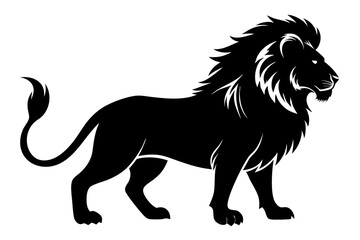Lion silhouette, lion black silhouette icon vector, tiger silhouette vector
