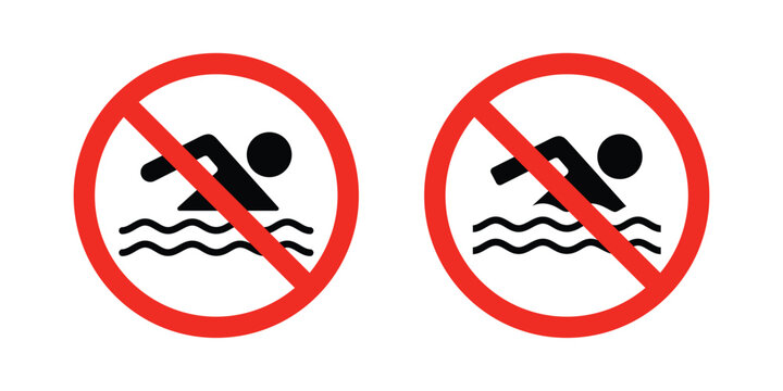 No swimming sign. Water safety alert icon.