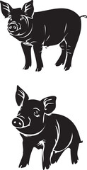 Silhouette Pig white background