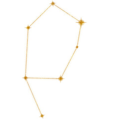 Golden constellation. PNG. Gold Shining Paint Stain Hand Drawn Illustration brush stroke paint ornament decorate. Gold tree. Wedding invitation border. Stars  on transparent. zodiac sign's birthday
