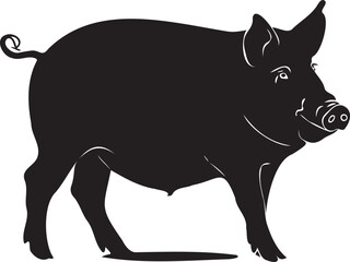 Silhouette Pig white background