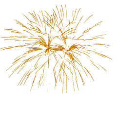 Shiny golden fireworks with textured on a white background. PNG transparent. Celebration, Holiday, Christmas, Wedding. Gold sparkles 
