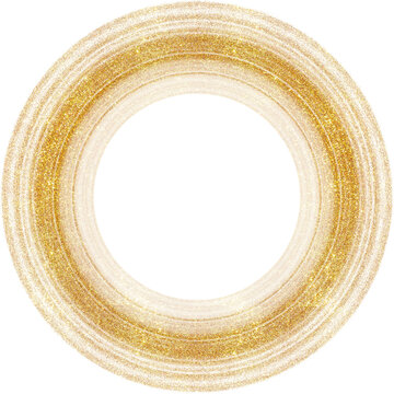 Golden Glitter Circular Frame on Transparent Background &mdash; Luxury Overlay for Logo. Luxury gold victorian frame. Gold frame sparkling. Gold holidays banner, line decorations. Wedding invitation border