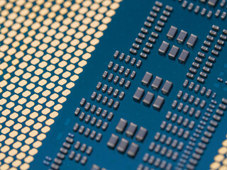 Intel Core 14th gen i9-14900K processor case, focus on CPU connectors