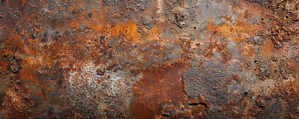 An old metal background with intricate rust patterns and weathered textures, showing the effects of time.