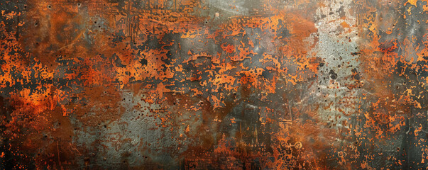 Obraz premium A distressed metal background with deep, rusty textures and a worn-out appearance.
