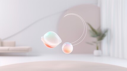 A delicate, glowing mobile with multicolored crystals, casting a rainbow of light in a nursery, with copy space, high-resolution photo, realistic photo, hyper realistic
