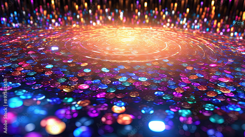 Poster abstract glitter background with rainbow colored sparkling particles