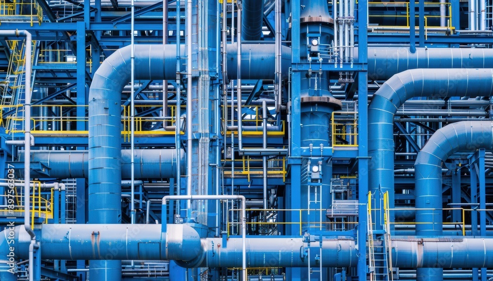 Poster a complex network of pipes and structures. ai.