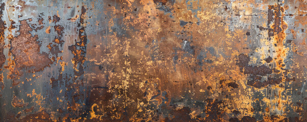 Fototapeta premium A vintage metal surface with visible signs of corrosion and intricate rust patterns, creating a rustic look.