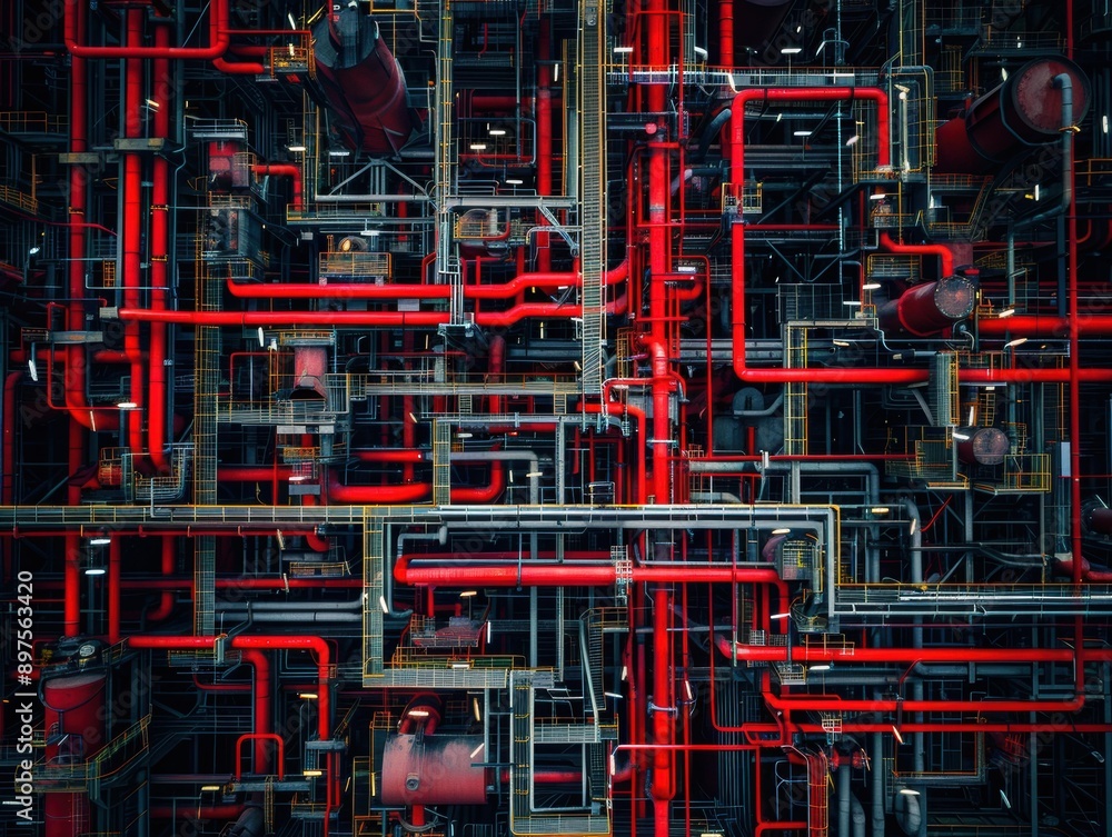 Aufkleber a complex network of pipes and structures. ai.