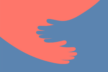 A stylized depiction of hands hugging, representing compassion, assistance, and unity. Perfect for social support and humanitarian projects