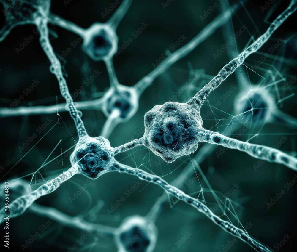 Aufkleber a microscopic view of interconnected neurons. ai.