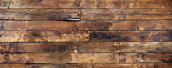 An aged wooden floor, rich with character and texture, featuring weathered planks and natural imperfections. The floor has a rustic charm, with ample space for design or text overlay.