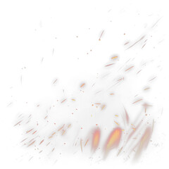 Fire spark transparent png. Burning hot sparks effect with embers burning ash and smoke flying in...