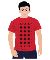 T-shirt With a Black Square Pattern Design, Unisex T-shirt Design.