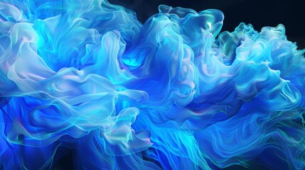 Ethereal and fluid background featuring rippling blue fabric with a sense of movement