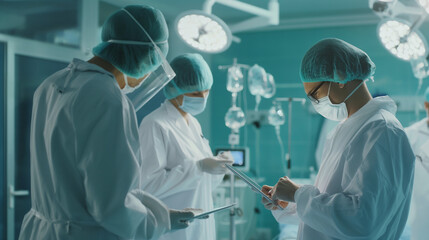 Professional Medical Team Analyzing Patient Data in a Modern Hospital Setting