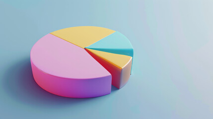 A vividly colored pie chart with gradient shades on a soft blue background, illustrating different data categories.