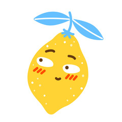 Cute yellow lemon character isolated on white background for Your happy design 6