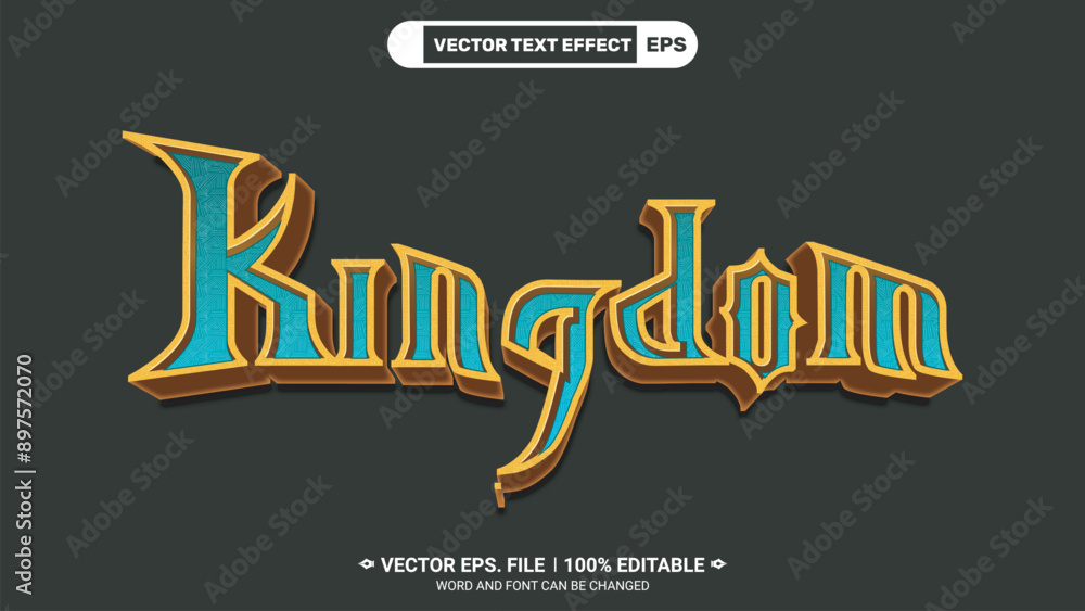 Poster kingdom medieval font style gaming 3d editable vector text effect