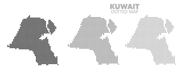 Fototapeta premium set of the State of Kuwait dotted map vector illustration