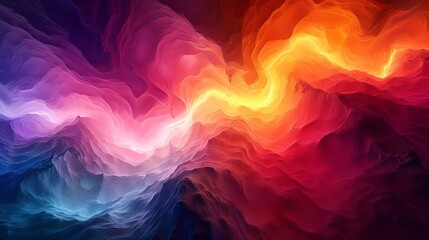 Obraz premium Vivid abstract design featuring luminous, phosphorescent textures and intense, bright colors for a captivating and striking visual experience. Watercolor style, high resolution Illustration, in the