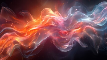 Fototapeta premium beautiful and colorful smoke, fog background, main colors are blue, red and orange 