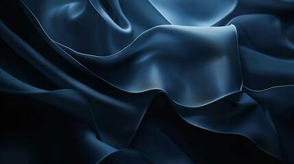 Obraz premium Exquisite navy silk fabric cascading in elegant waves, ideal for a refined backdrop