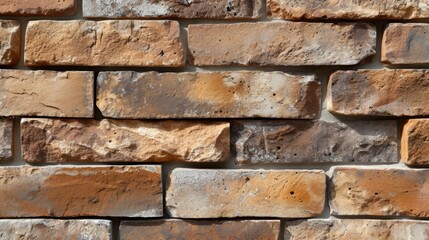 Fototapeta premium Rustic brick wall, highlighting the rough texture and natural variations in the bricks