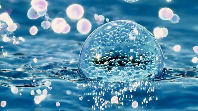 Beauty Bubbles in water , drinks tvc close up