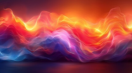 Fototapeta premium Dynamic abstract design with luminous, iridescent elements and vibrant, radiant colors that create a striking and eye-catching visual display. Watercolor style, high resolution Illustration, in the